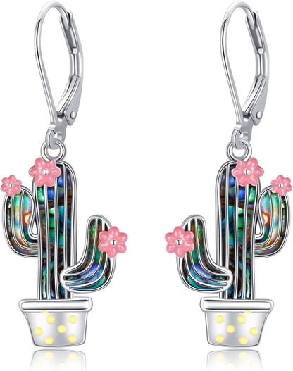 925 Sterling Silber Kaktus Ohrringe Sukkulenten Dangle Drop Titel
