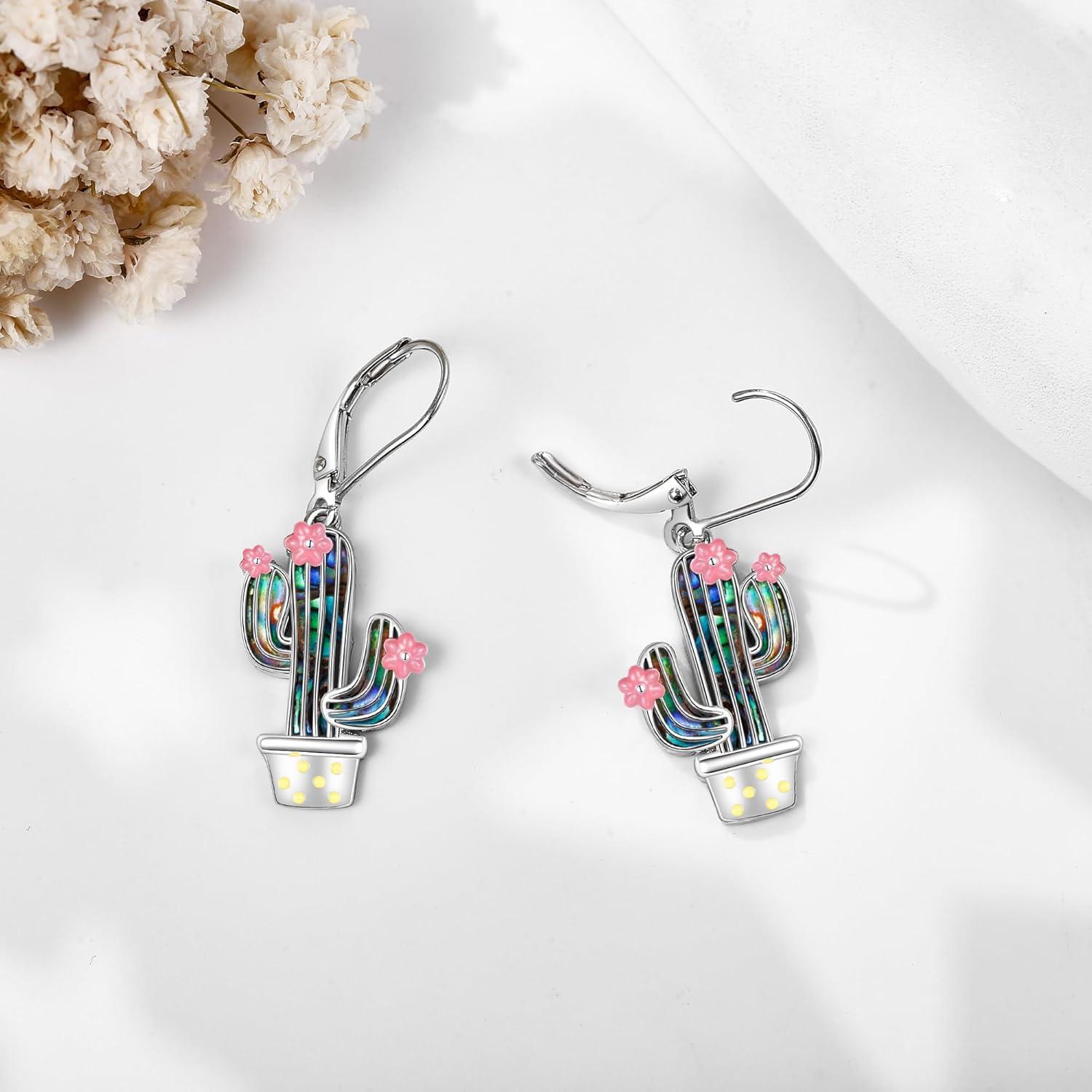925 Sterling Silber Kaktus Ohrringe Sukkulenten Dangle Drop Titel