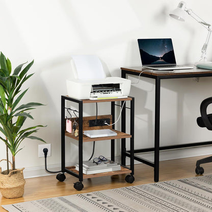 Druckertisch mit Rollen und Ladestation, 3-stufiger