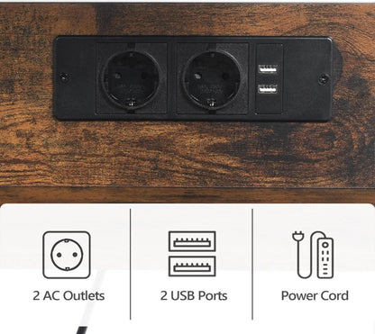 Druckertisch mit Rollen und Ladestation, 3-stufiger Druckerständer 60 cm