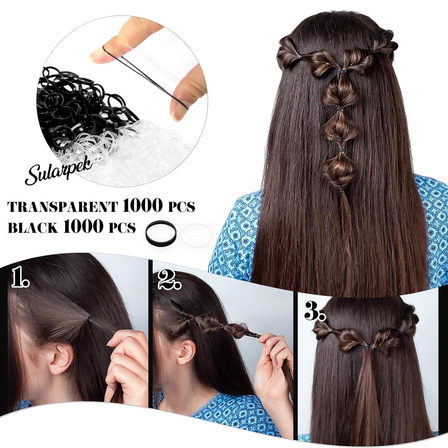 2000 Stk. Mini Haargummis Set mit Stylingzubehör - für Kinder, Hochzeiten & mehr