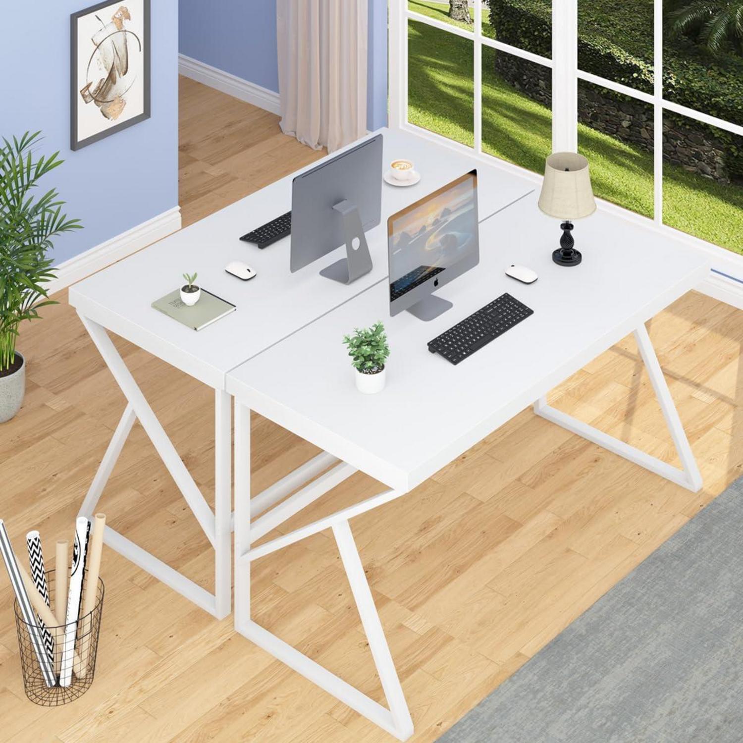 Schreibtisch Weiß Holz Arbeitszimmer Bürotisch Modern 140x60x75.5cm