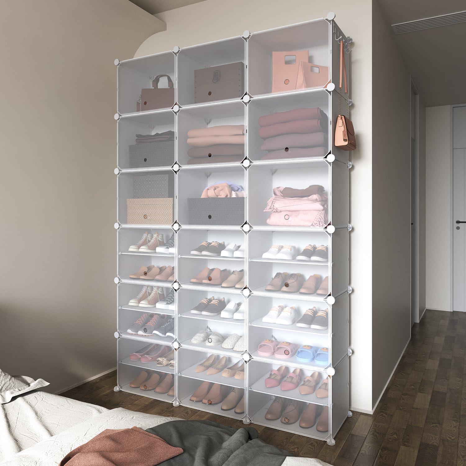 Schuhregal mit 12 Ebenen Transparenter Tür Weiß 183 cm