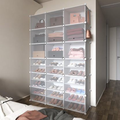 Schuhregal mit 12 Ebenen Transparenter Tür Weiß 183 cm