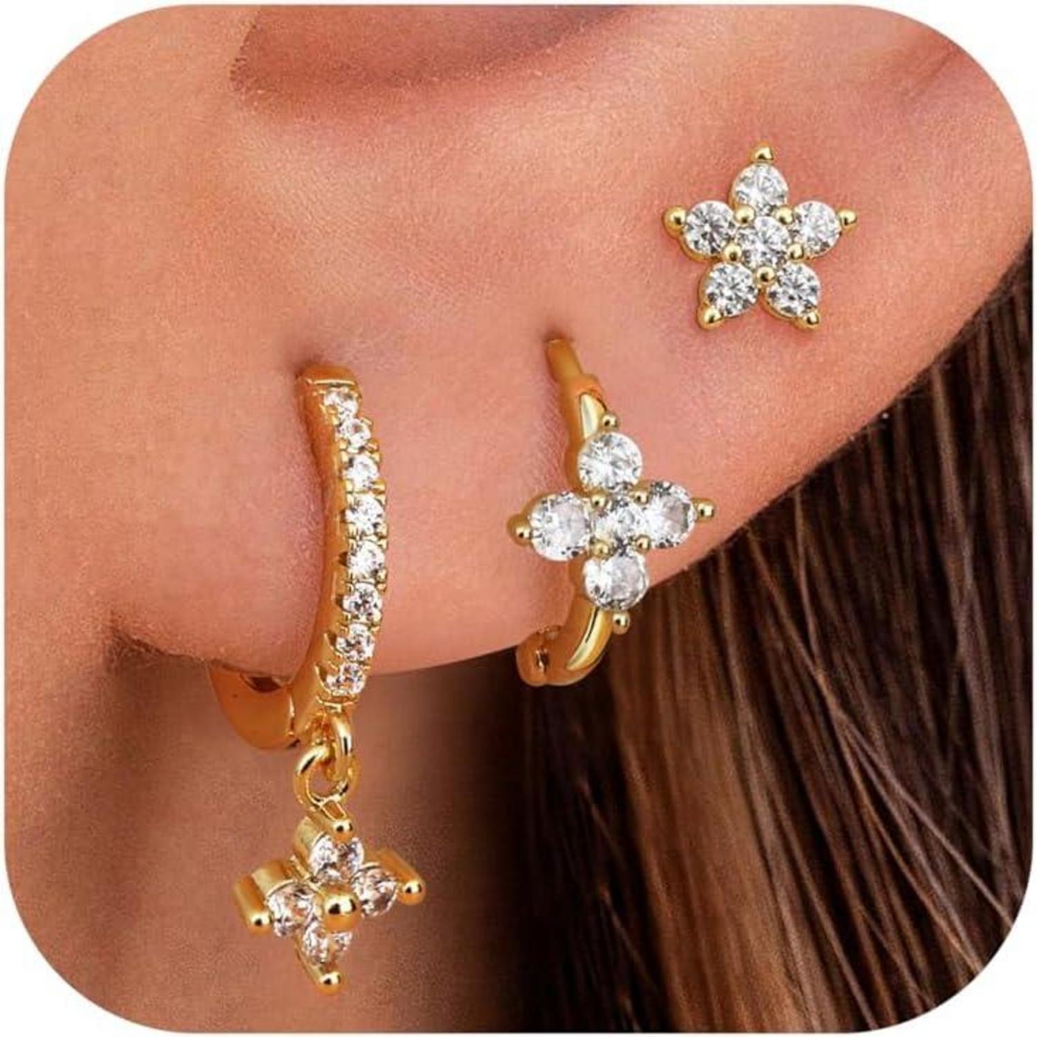 Silber 925 Ohrringe Set für Damen Mädchen Hypoallergen Zirkonia