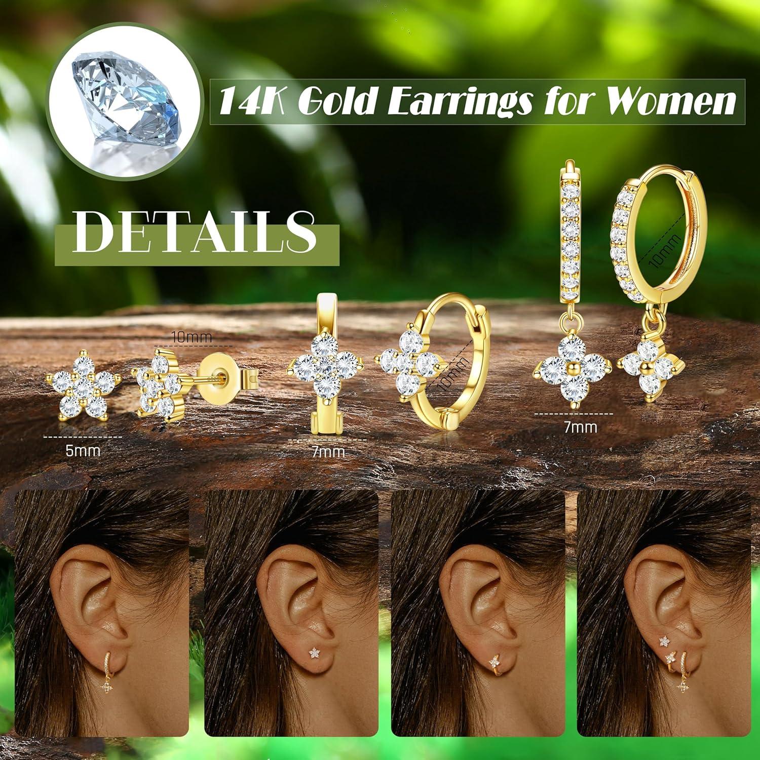 JeweBella Ohrringe Set Silber 925 Damen Mädchen 14K