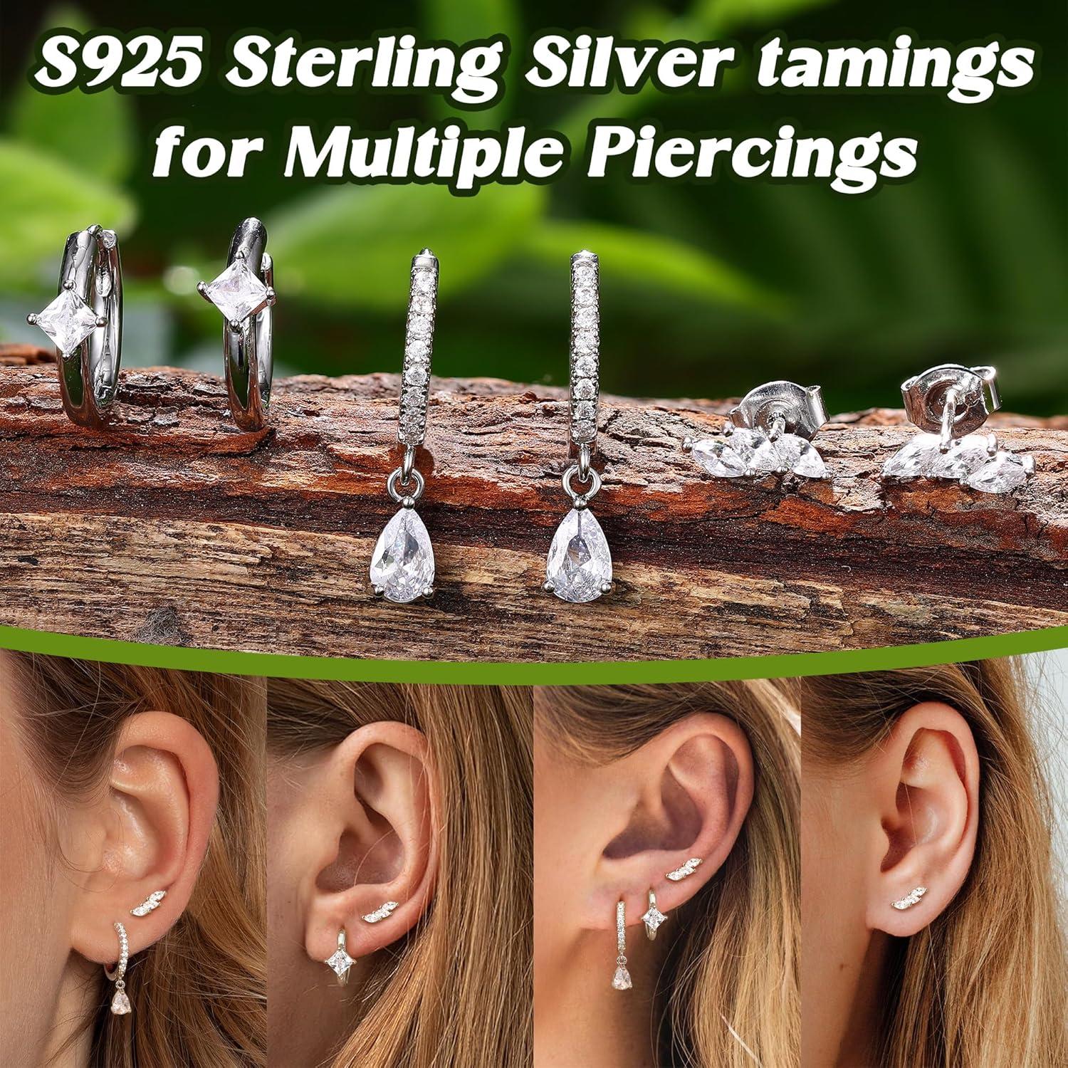 JeweBella 925 Silber Ohrringe Set Damen Mädchen Zirkonia