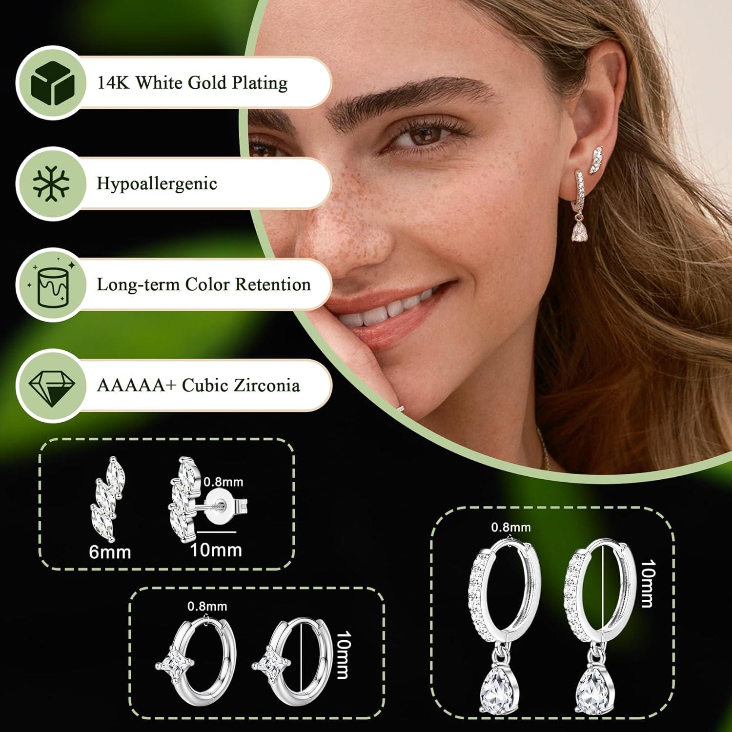 JeweBella Ohrringe Set Silber 925 Damen 14K Gold Zirkonia Schmetterling