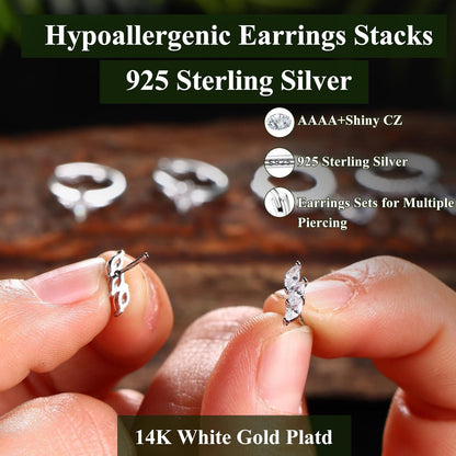 Damen Ohrringe 925 Silber 14K Vergoldet Creolen Zirkonia Schmetterling