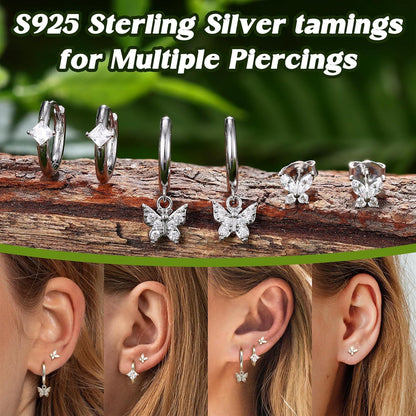 Ohrringe Set Silber 925 Damen Mädchen 14K Vergoldet Zirkonia