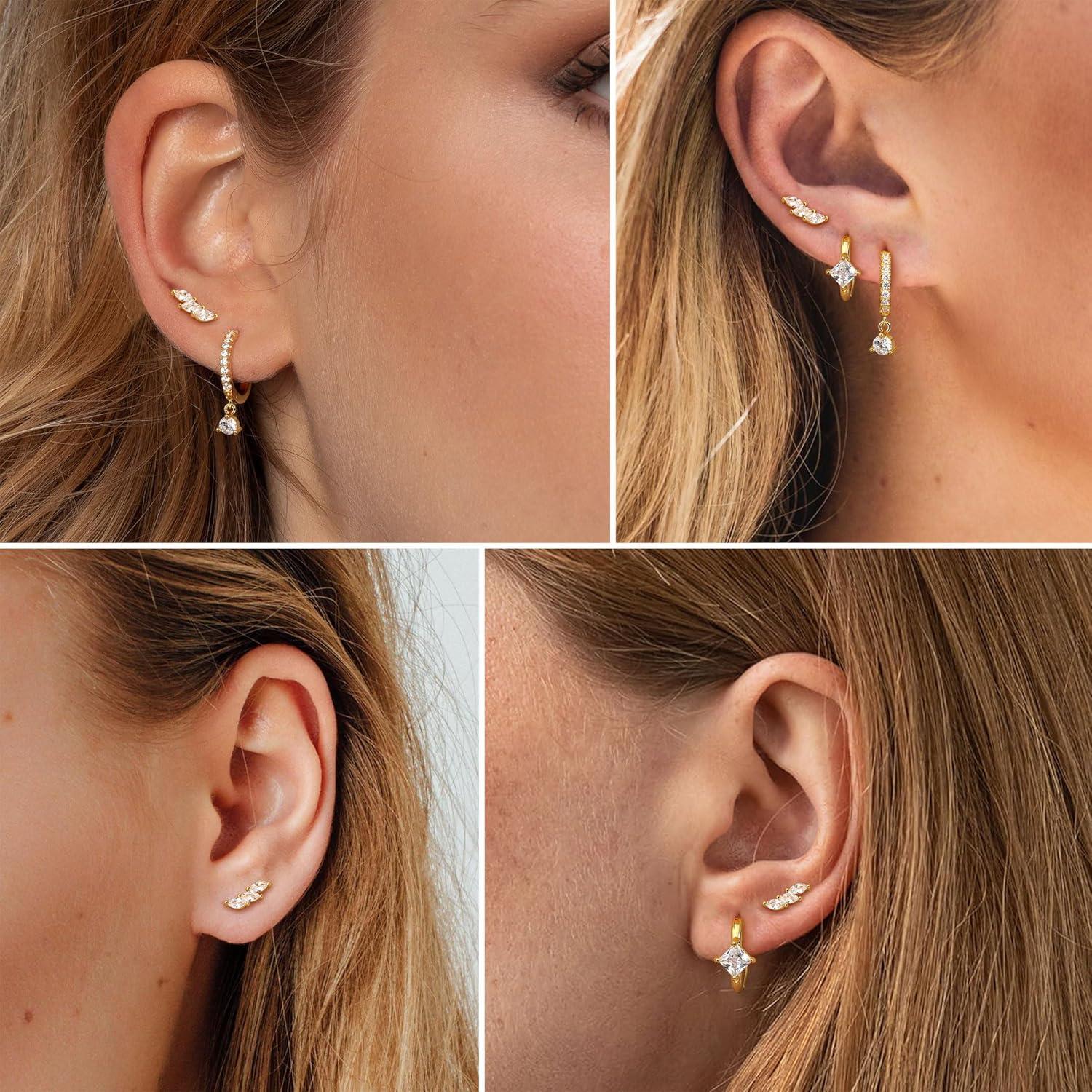 Hypoallergene Zirkonia Ohrringe Set für Damen & Mädchen