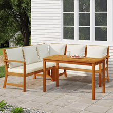 Gartenlounge Holz Ecklounge Sitzgruppe mit Esstisch Outdoor Set