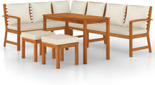 Gartenlounge Holz Ecklounge Sitzgruppe mit Esstisch Hocker L