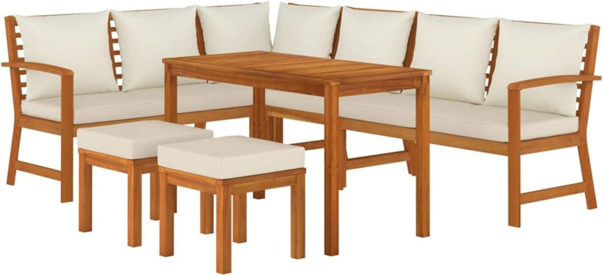 Gartenlounge Holz Ecklounge Sitzgruppe mit Esstisch Hocker Garten
