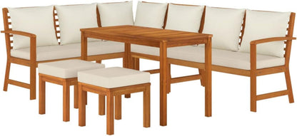 Gartenlounge Holz Ecklounge Sitzgruppe mit Esstisch Hocker Garten