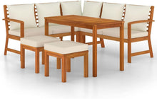 Gartenlounge Holz Ecksofa Sitzgruppe mit Esstisch und Hocker