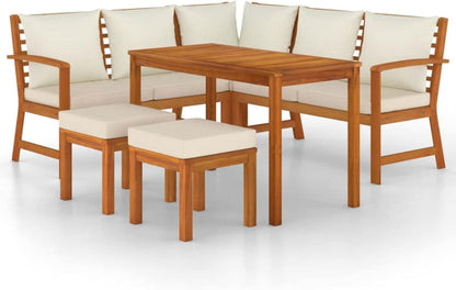 Gartenlounge Holz Ecksofa Sitzgruppe mit Esstisch und Hocker