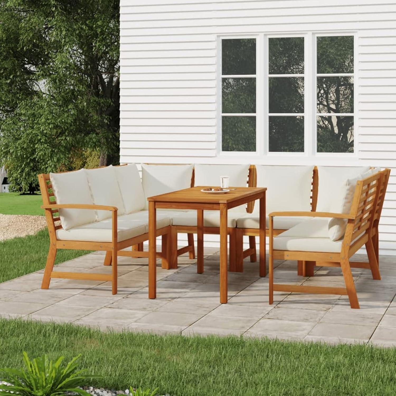 Gartenlounge Holz Sitzgruppe Ecklounge Esstisch Hocker L Form