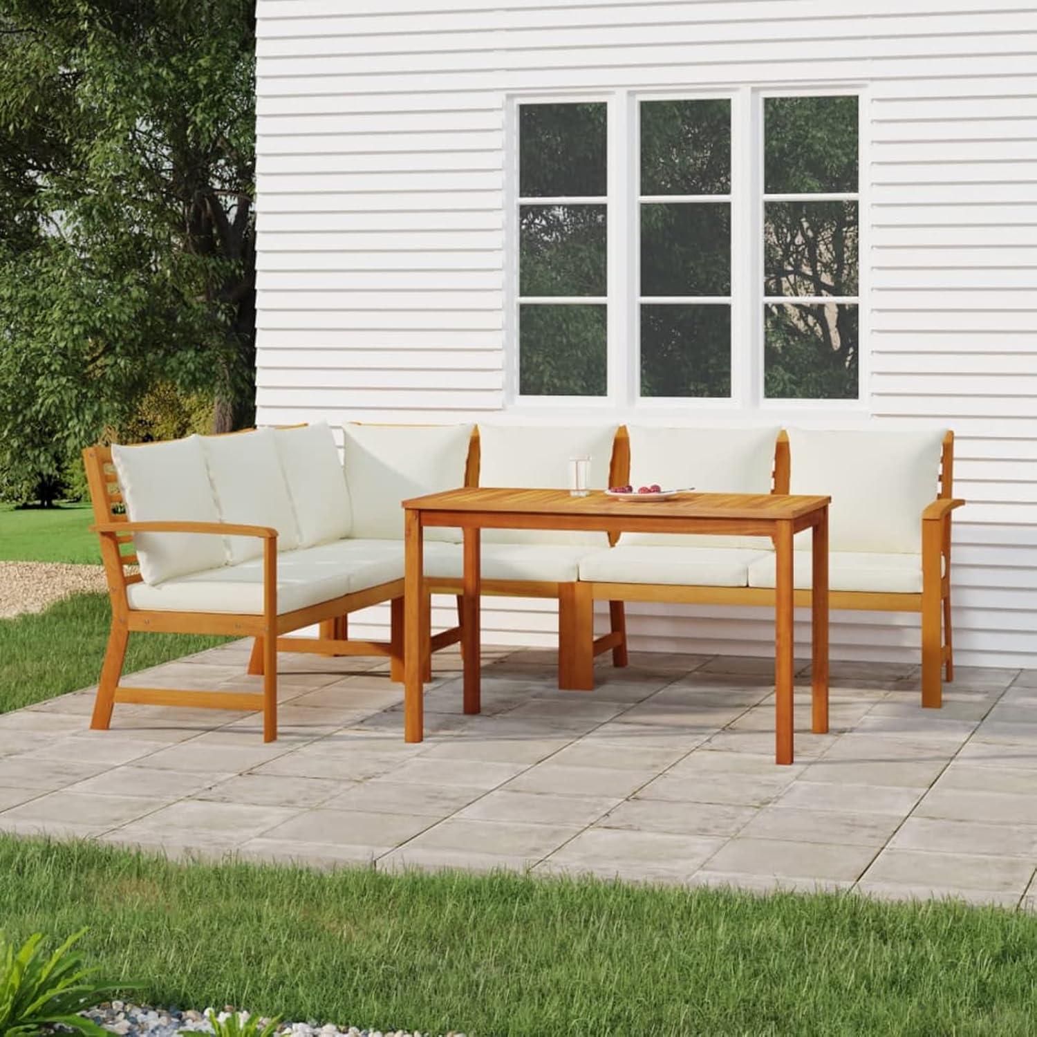 Gartenlounge Holz Ecklounge Sitzgruppe Esstisch Hocker Tisch