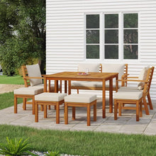 Gartenlounge Holz Ecklounge Sitzgruppe inkl. Esstisch Hocker