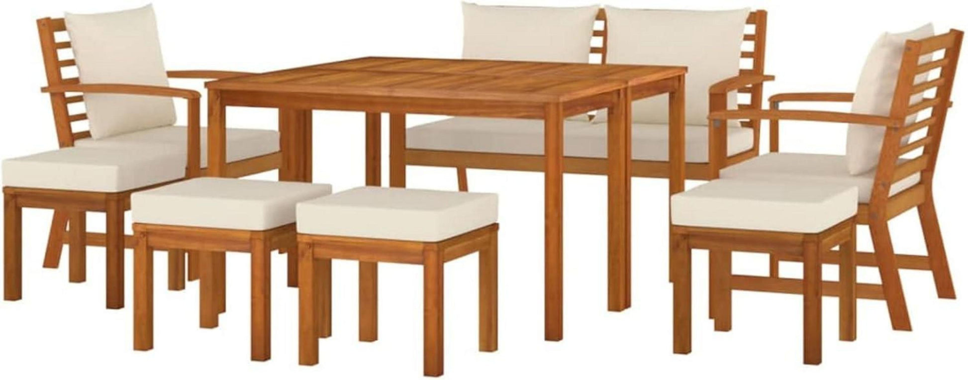 Gartenlounge Holz Ecklounge Sitzgruppe inkl. Esstisch Hocker