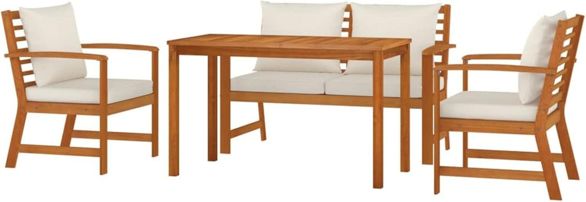 Balkon Lounge Set Holz 4 Personen Gartenmöbel Sofa Tisch