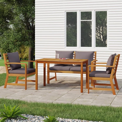 Holz Balkon Lounge Set 4 Personen Gartenmöbel Sofa Tisch