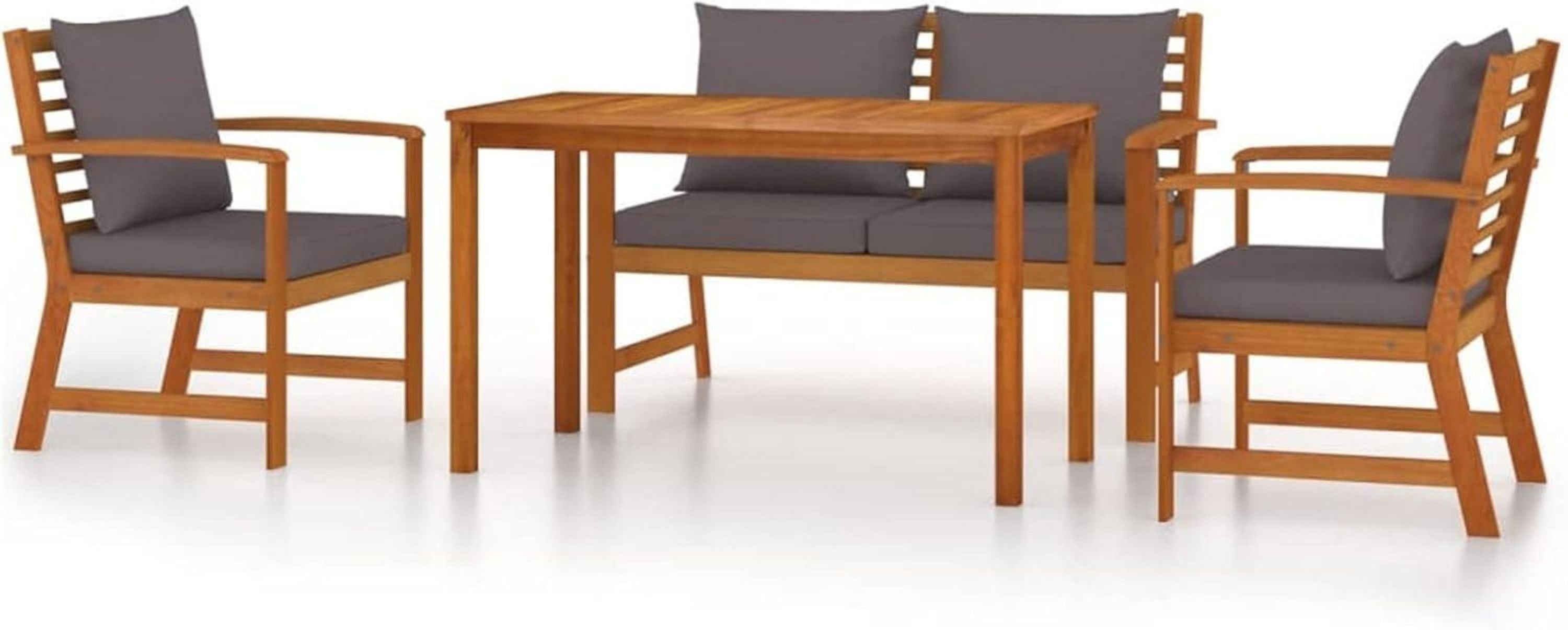 Holz Garten Lounge Set 4 Personen Balkonmöbel Sofa Tisch