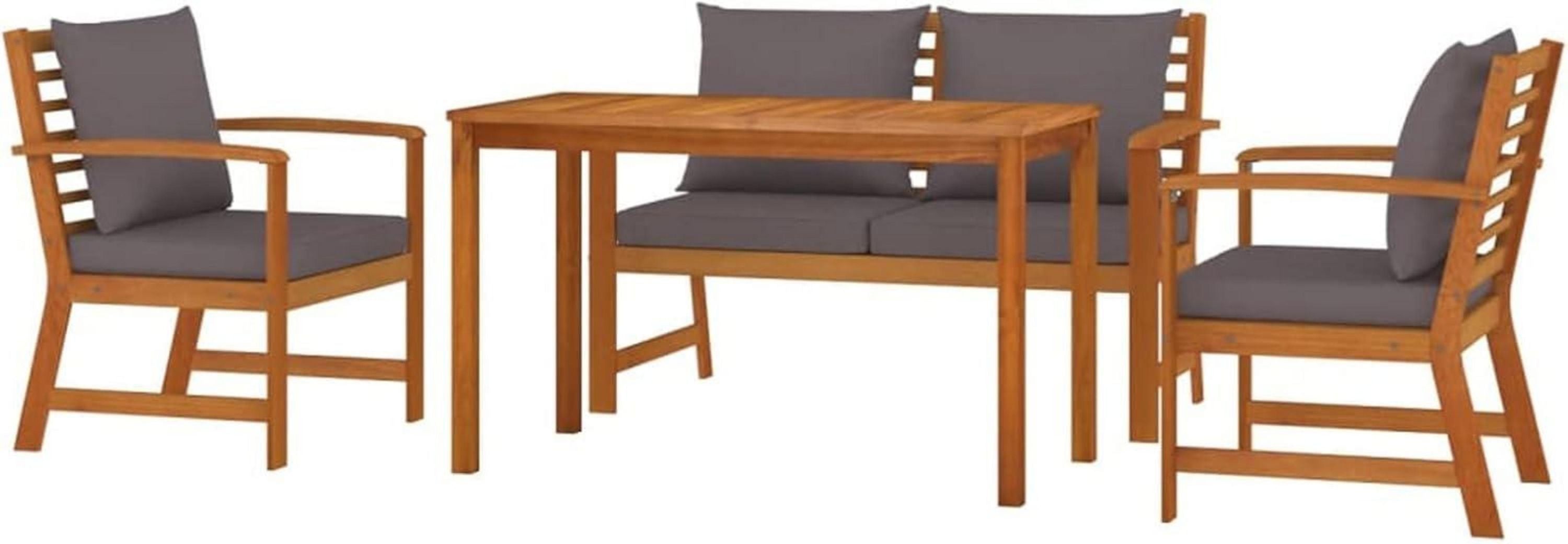 Holz Balkon Lounge Set 4 Personen Gartenmöbel Sofa Tisch