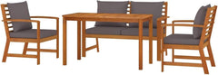 Holz Balkon Lounge Set 4 Personen Gartenmöbel Sofa Tisch