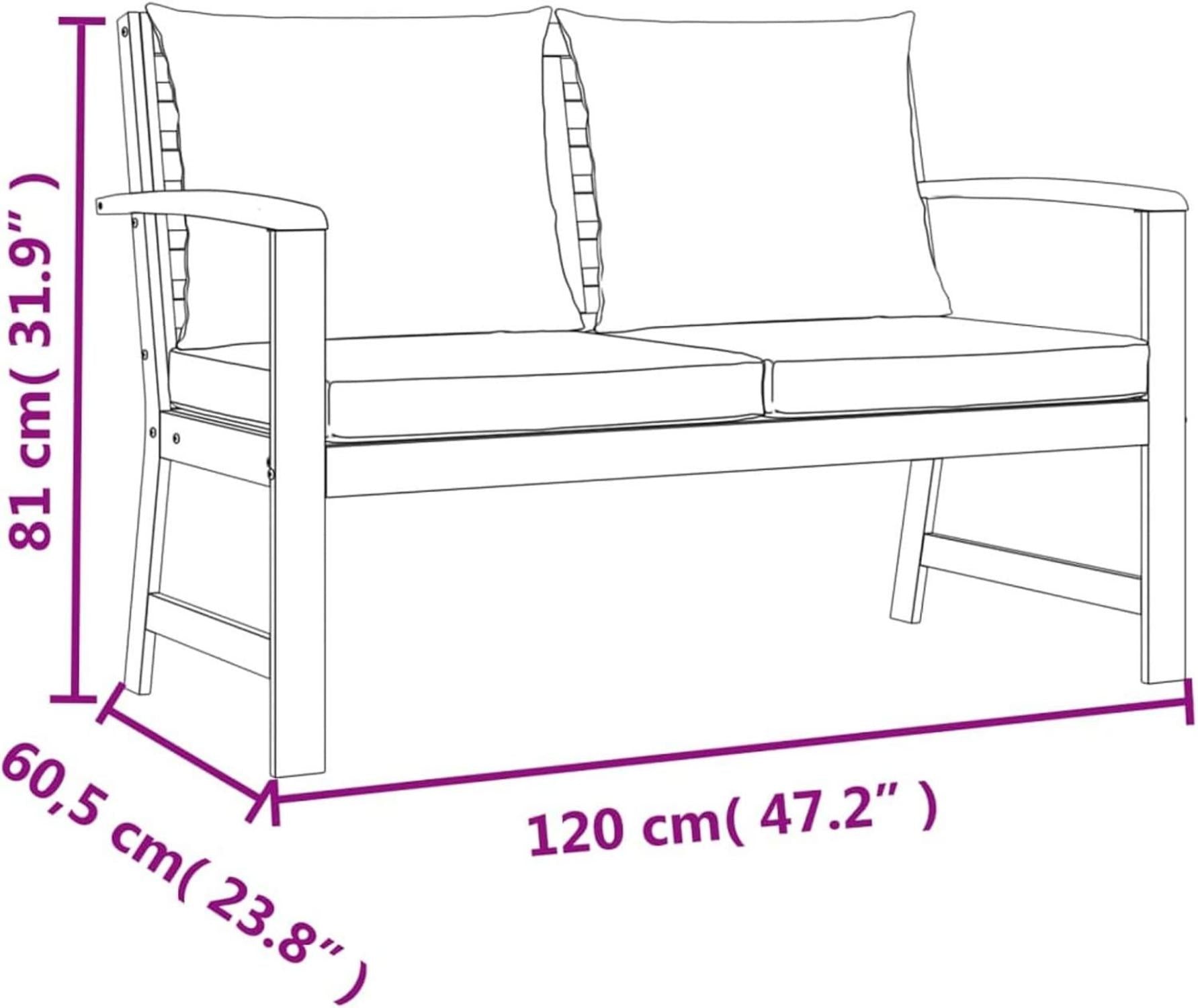 Balkon Lounge Set Holz 4 Personen Sofa Tisch Gartenmöbel rustikaler Charme
