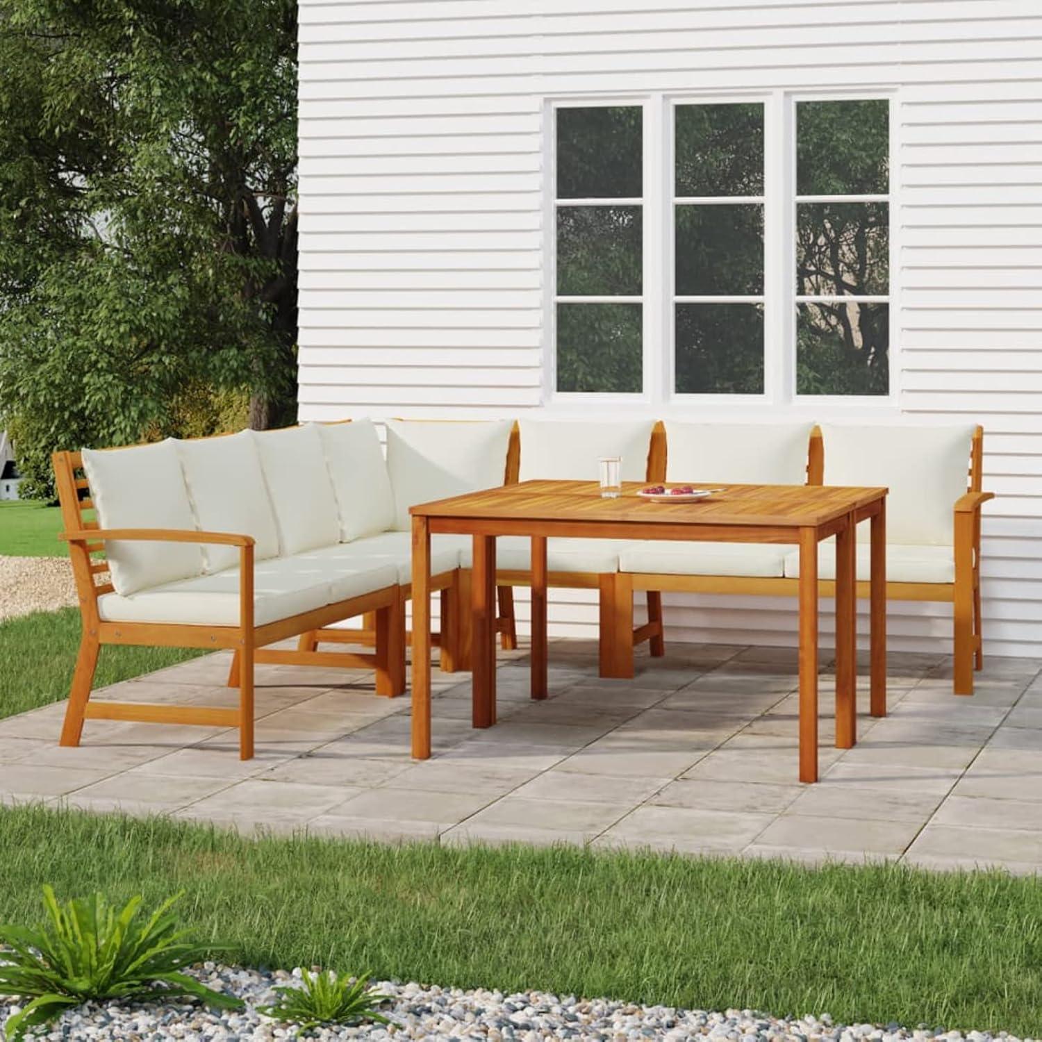 Festnight Gartenlounge Holz Ecklounge Sitzgruppe L-Form mit