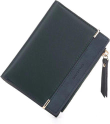 Damen Geldbörse Kurzformat Dunkelgrün PU Leder Brieftasche