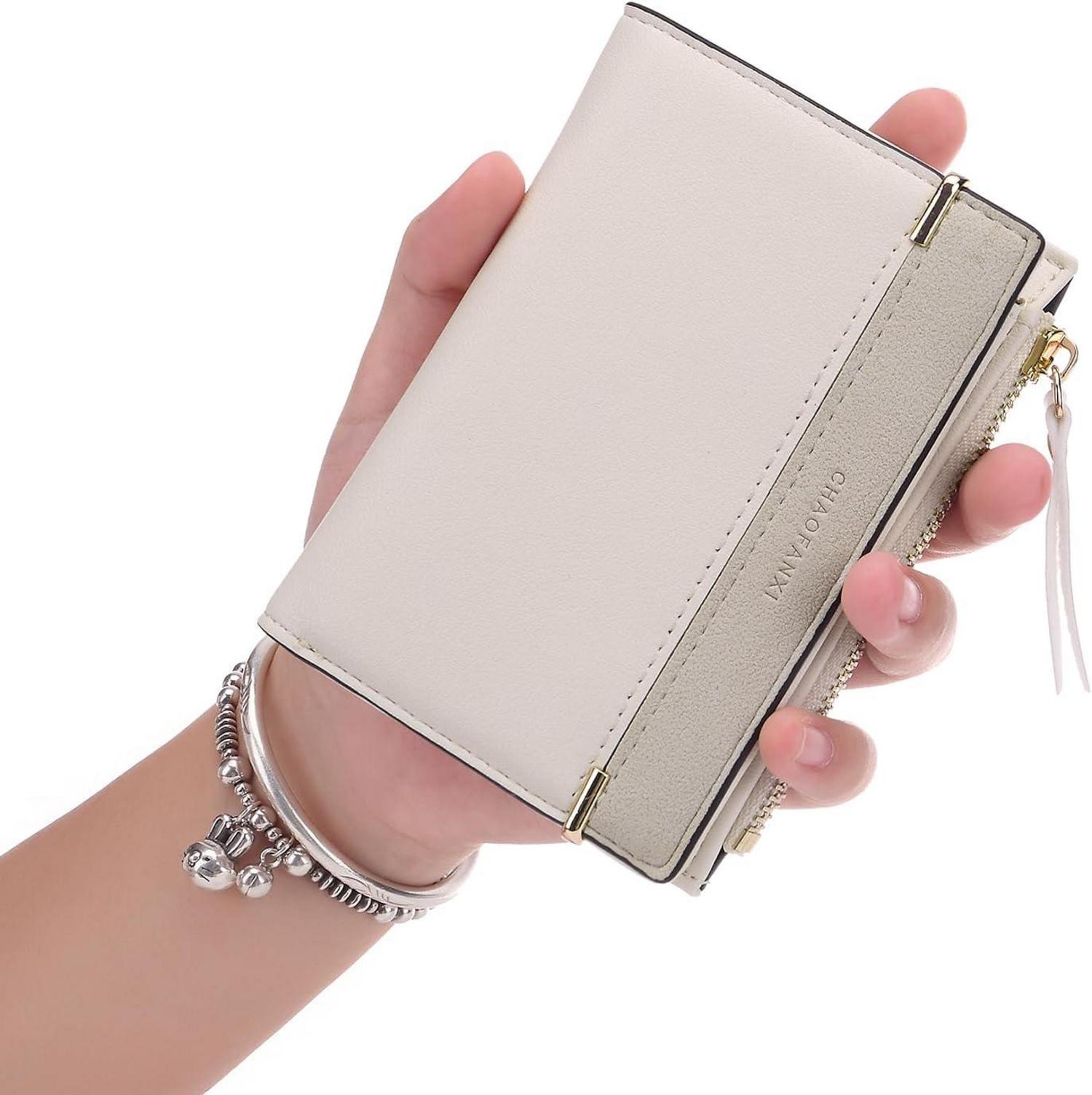Damen Geldbörse Weiß Kurzformat PU Leder Brieftasche Ipsilon Größe 13