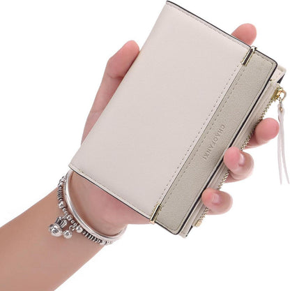 Damen Geldbörse Weiß Kurzformat PU Leder Brieftasche Ipsilon Größe 13
