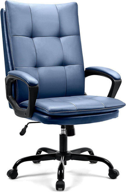 Ergonomischer Chefsessel Bürostuhl PU Leder Blau Höhenverstellbar