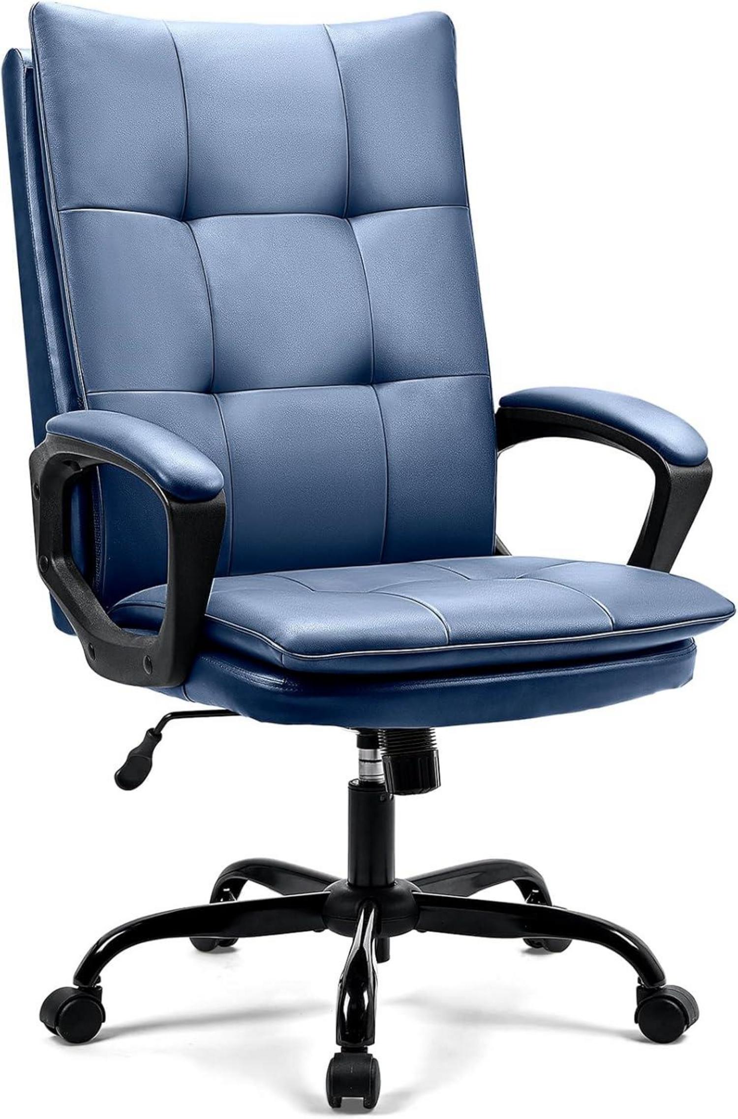 Ergonomischer Chefsessel Bürostuhl PU Leder Blau Höhenverstellbar