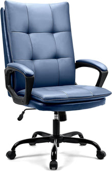 Ergonomischer Chefsessel Bürostuhl PU Leder Blau Höhenverstellbar