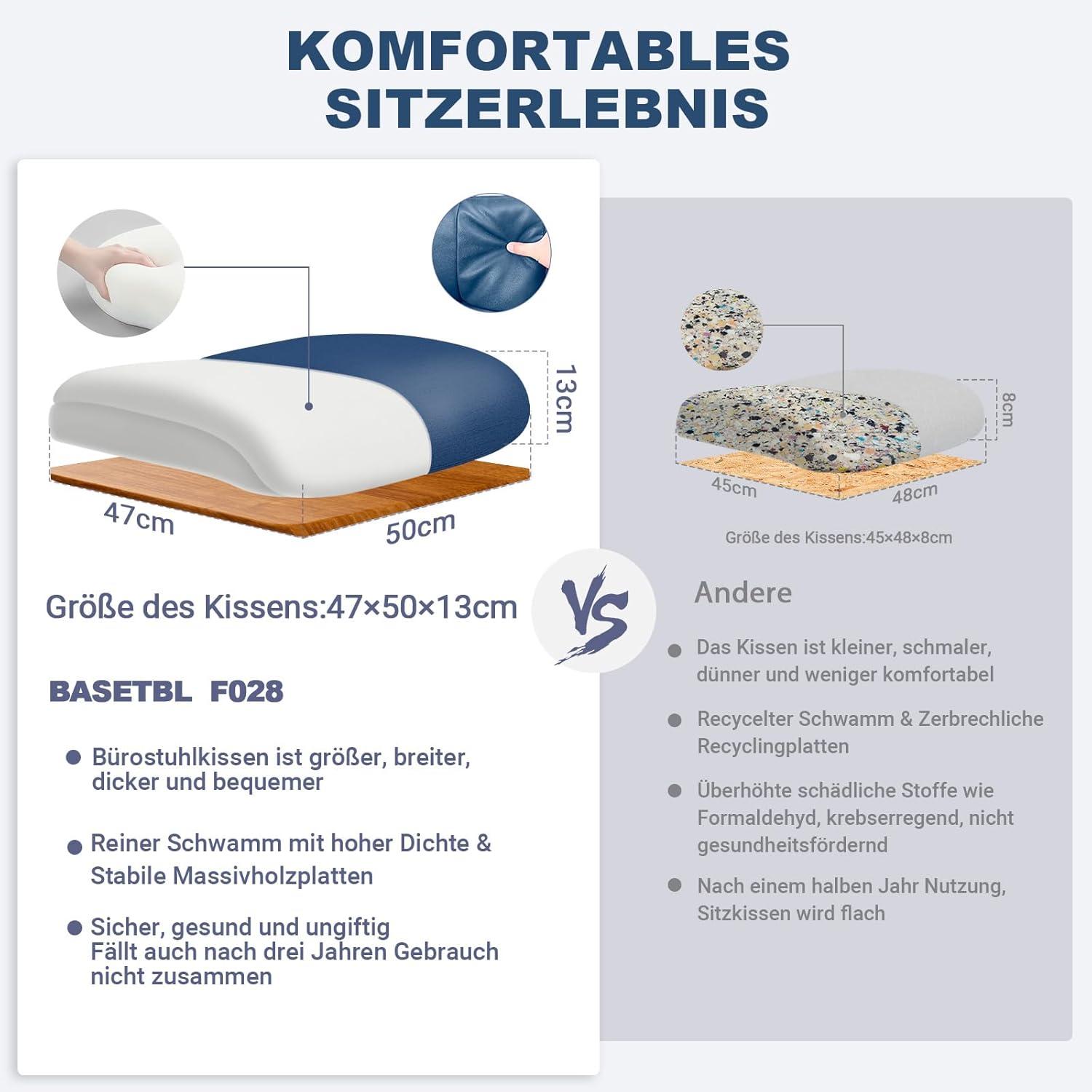 Ergonomischer Bürostuhl BASETBL Chefsessel PU Leder Armlehne Höhenverstellbar