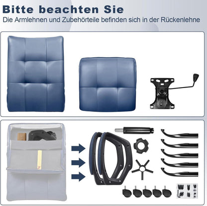 Ergonomischer Bürostuhl BASETBL Chefsessel PU Leder Armlehne Höhenverstellbar
