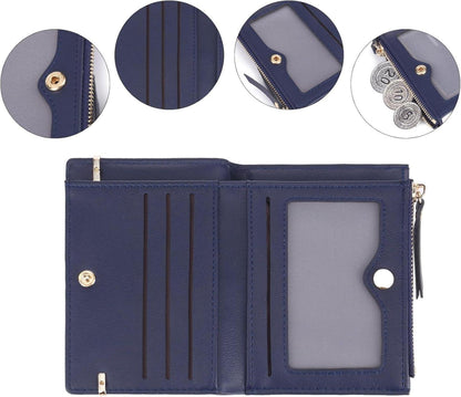 Damen Geldbörse aus PU Leder, Marineblau, Klein und praktisch, CHAOFANXI