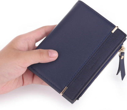 Damen Geldbörse Portemonnaie aus weichem PU Leder Marineblau