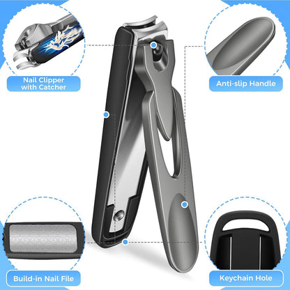 Nagelknipser Set, 3D-Bogenklinge, ergonomisch, hochwertiger Edelstahl, Spritzwassergeschützter Design, 2 Stück