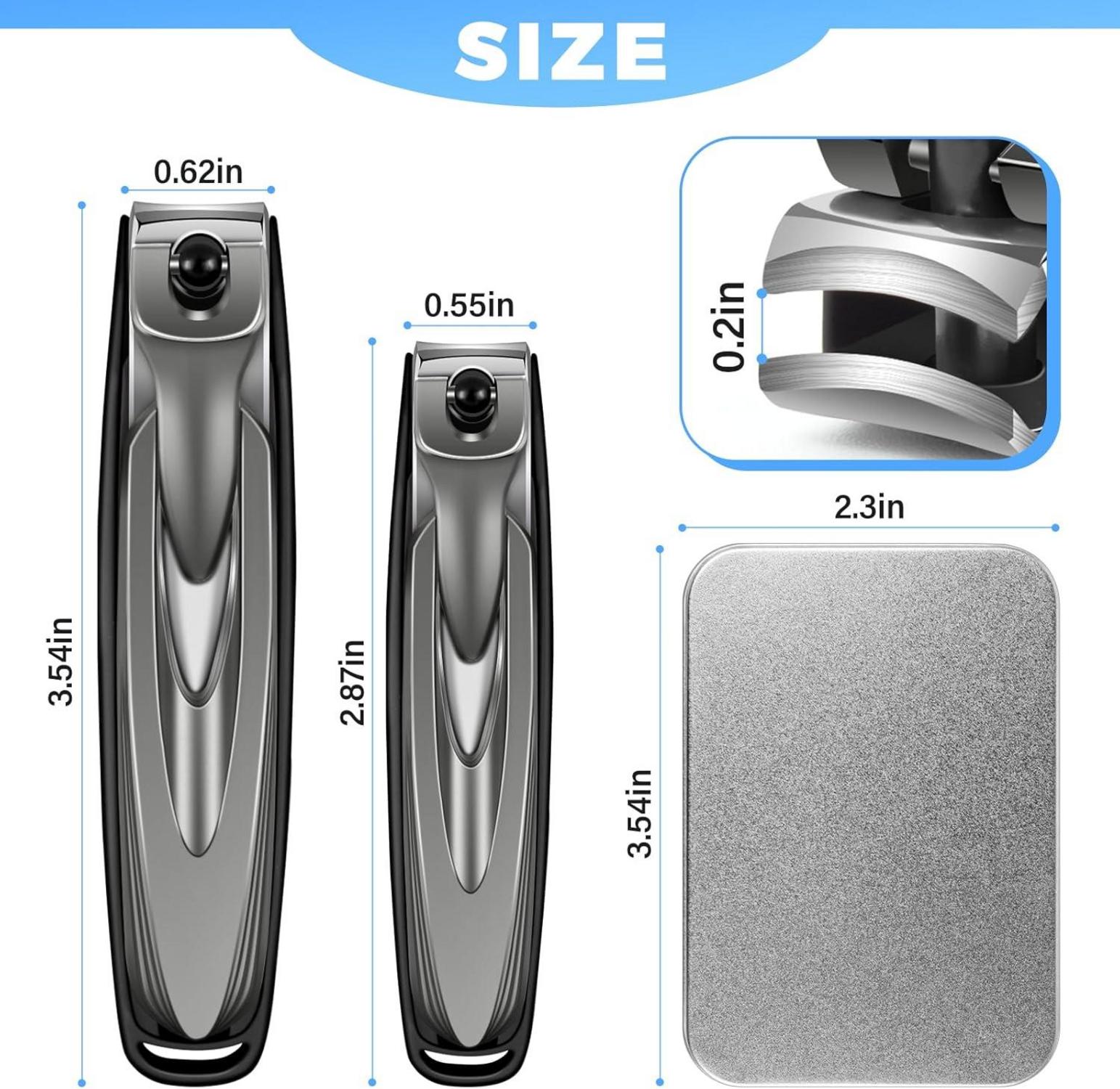 Nagelknipser Set, 3D-Bogenklinge, ergonomisch, hochwertiger Edelstahl, Spritzwassergeschützter Design, 2 Stück