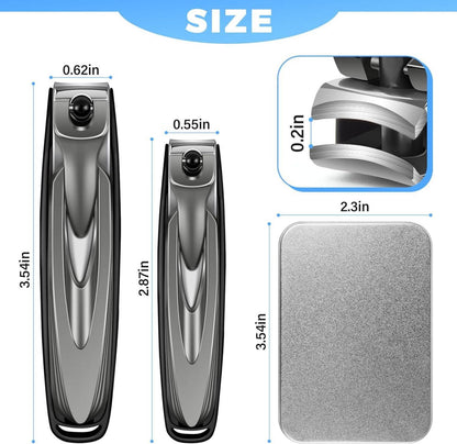 Nagelknipser Set, 3D-Bogenklinge, ergonomisch, hochwertiger Edelstahl, Spritzwassergeschützter Design, 2 Stück