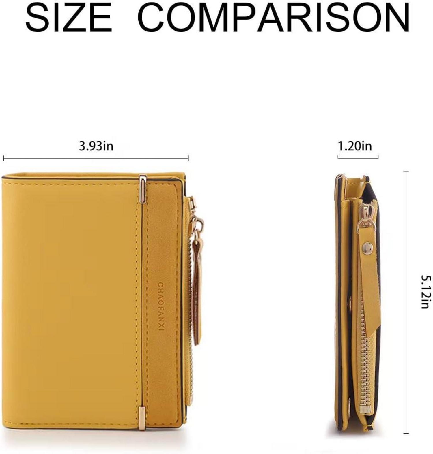 Damen Geldbörse Gelb Leder Kurzformat Brieftasche 13x10x2cm