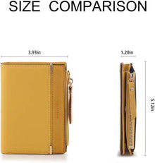Damen Geldbörse Gelb Leder Kurzformat Brieftasche 13x10x2cm
