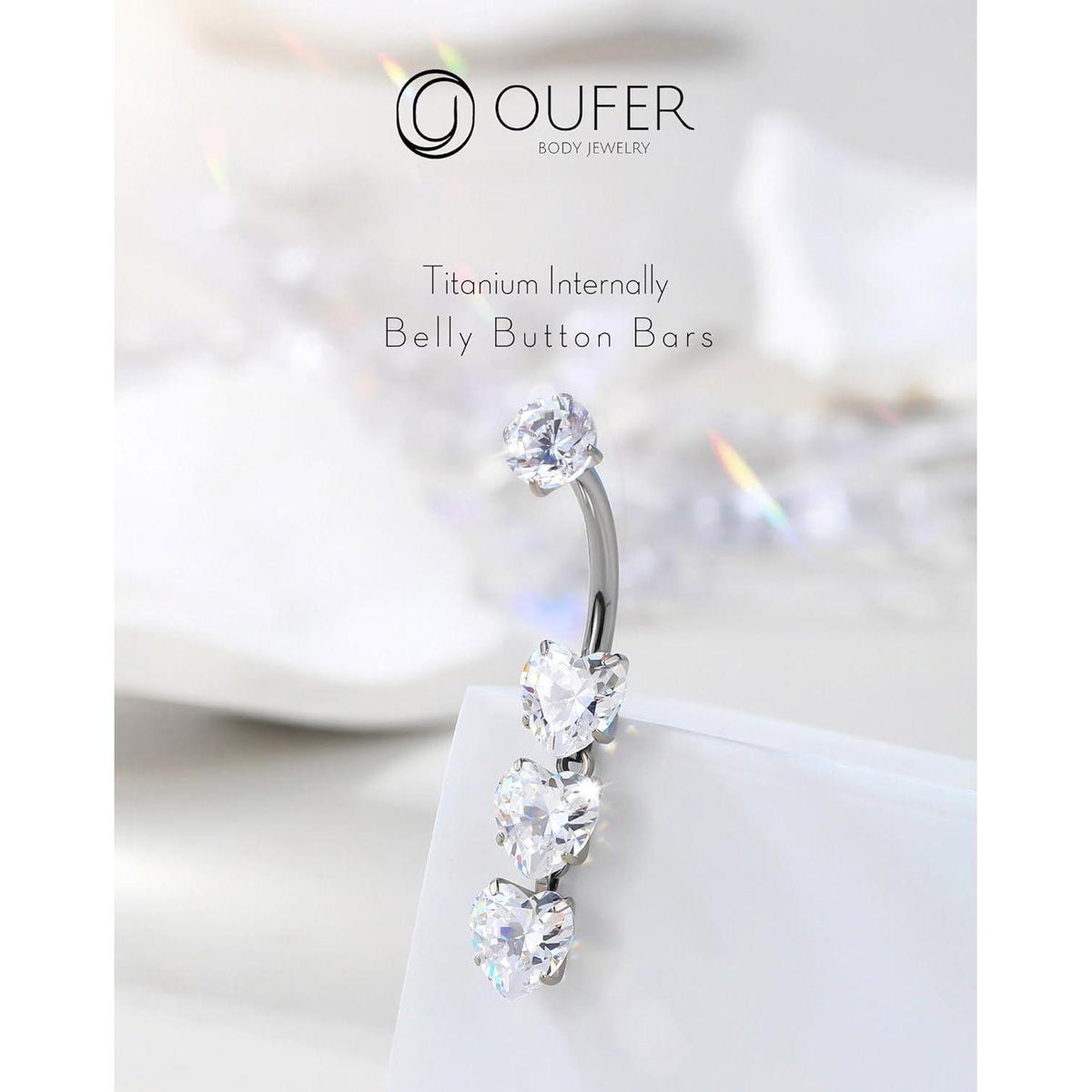 Bauchnabelpiercing Titan Herz Anhänger 14G 10mm Intern Gewinde