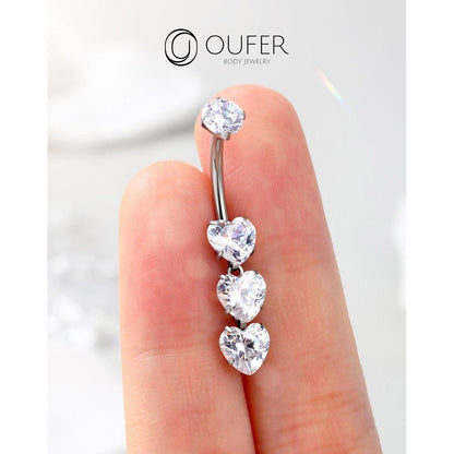 Bauchnabelpiercing Titan Herz Anhänger 14G 10mm Intern Gewinde