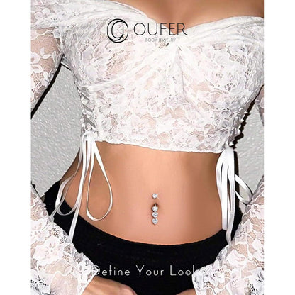 Bauchnabelpiercing Titan Herz Anhänger 14G 10mm Intern Gewinde